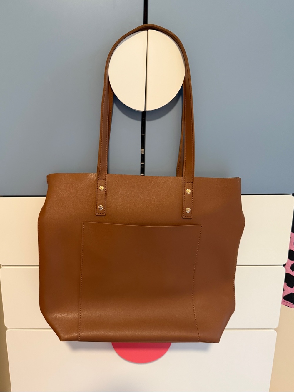 Classic Brown Vegan Leather Tote/Laptop Bag by Henny & Lev